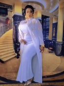 Desconto Vestido feminino chique e elegante, luxuoso, strass, elegante, africano, terno, vestido longo africano para mulheres