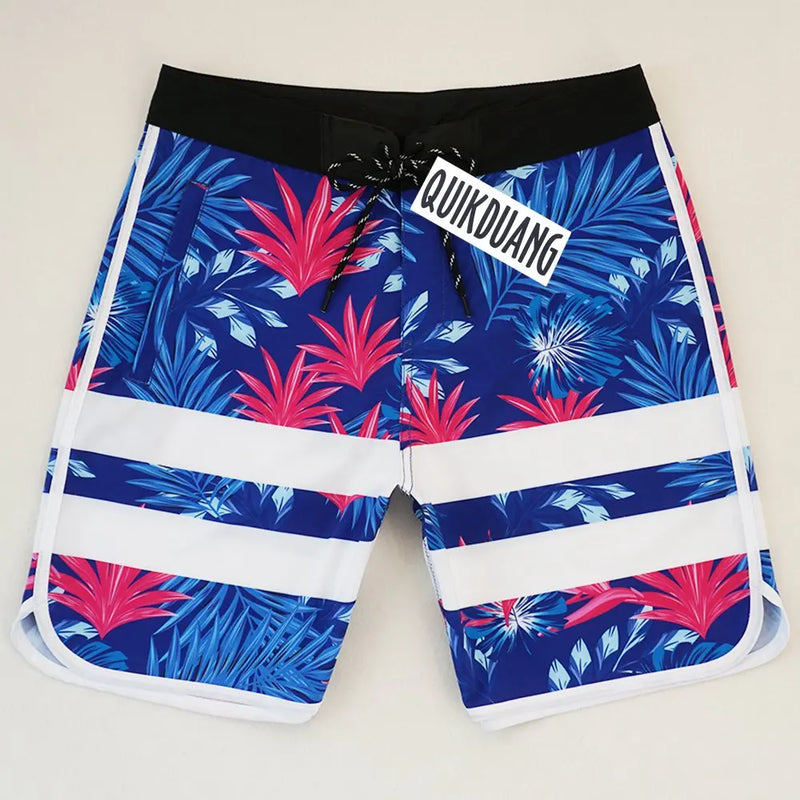 Quick-Dry Waterproof Beachshorts Men's Swimming Trunks Casual Bermuda Spandex Surf Pants Physique Competition Board Shorts L01