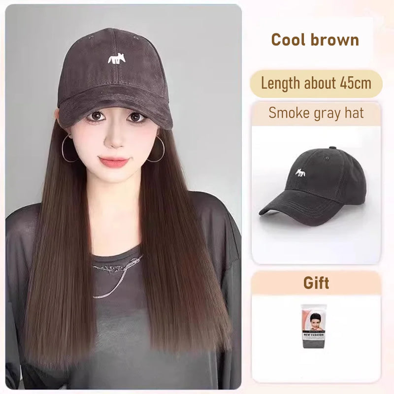 synthetic 30/40cm45cm wig baseball cap long straight hair wig duck tongue cap bobble head curly hair ponytail bob Christmas gift