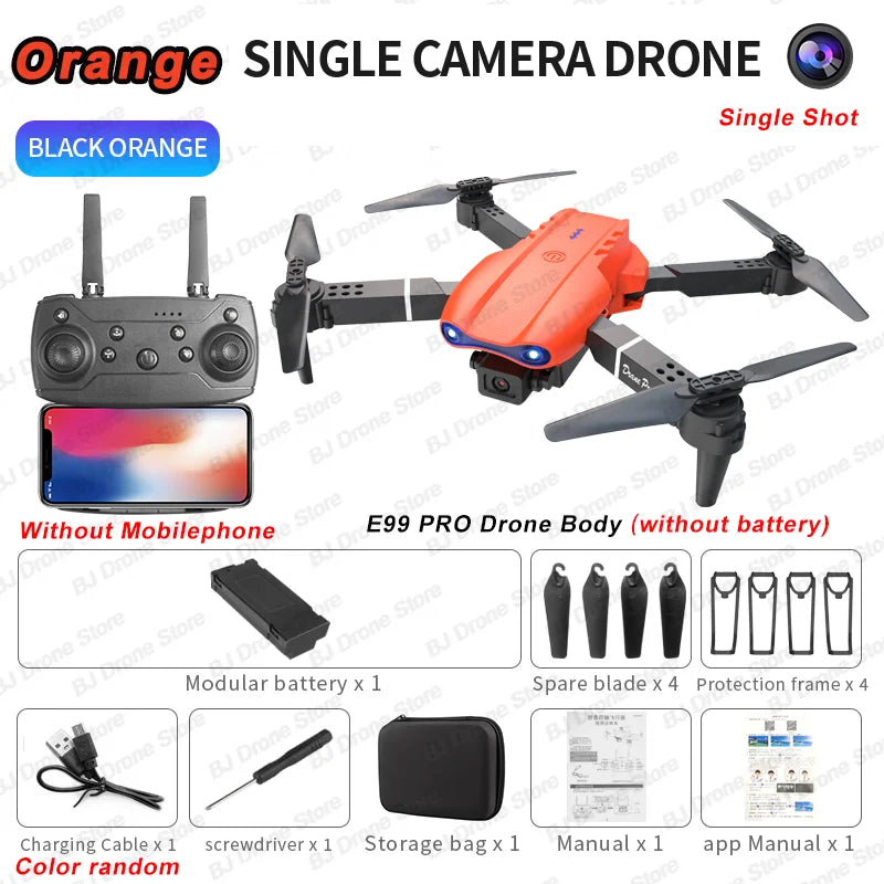 Dobrável RC Drone com Câmera HD Grande Angular, E99Pro, 4K, 1080P, Helicóptero FPV, Altura Hold, Toy Gift, Profissional, 2024