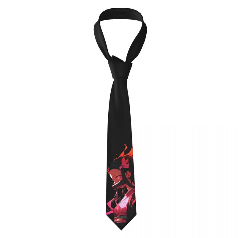 Demon Slayer Anime Necktie Men Women Fashion Polyester 8 cm Wide Neck Tie for Mens Accessories Cravat Wedding Accessories Office