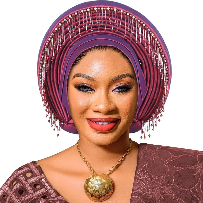Already Made African Headtie Women's Turban Cap Female Head Wraps Nigeria Wedding Auto Geles Party Headwear Hat African Headtie