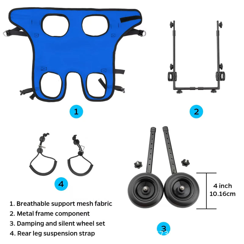 Carrinho para cadeira de rodas para animais de estimação, ajudas ajustáveis para mobilidade de animais de estimação com rodas, reabilitação para cães e gatos, ajuda para mobilidade para caminhada, troll