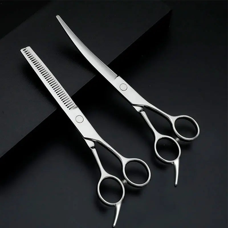 Pet Grooming Scissors Dog Hair Tool Set Professional Trimming Scissors Bent Scissors Teddy Haircutting Scissors Pet Clippers