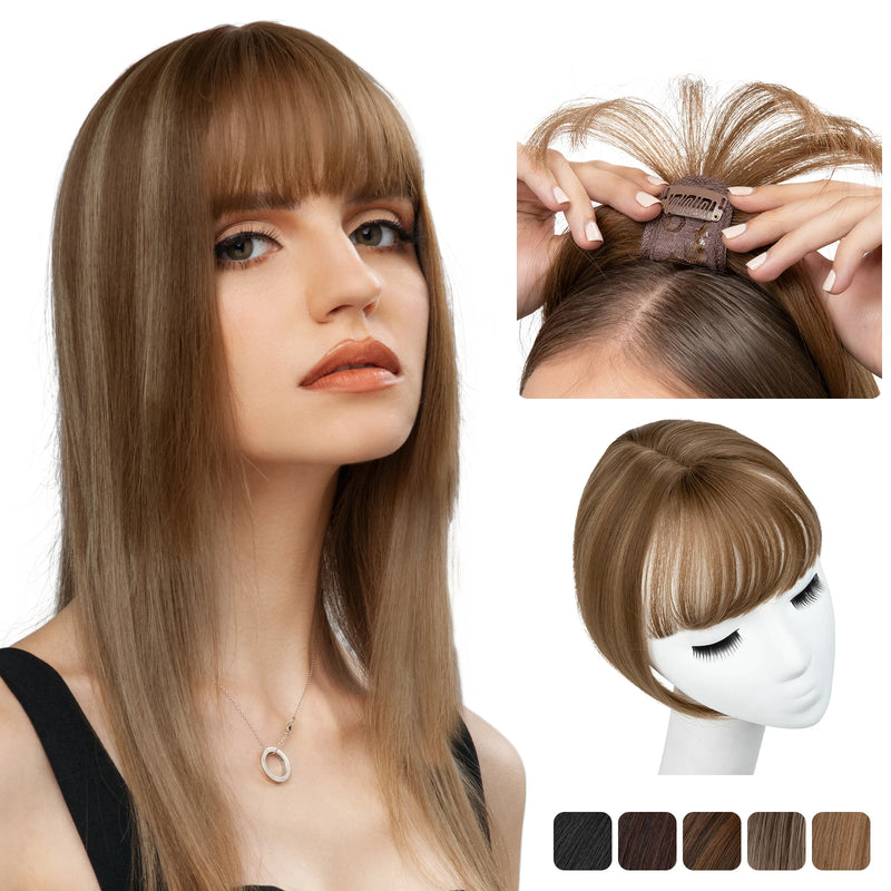 Clipe sintético em cobertura de cabelo com franja, reto, sobrecarga, natural, substituição invisível, capa branca estrondo, 10"