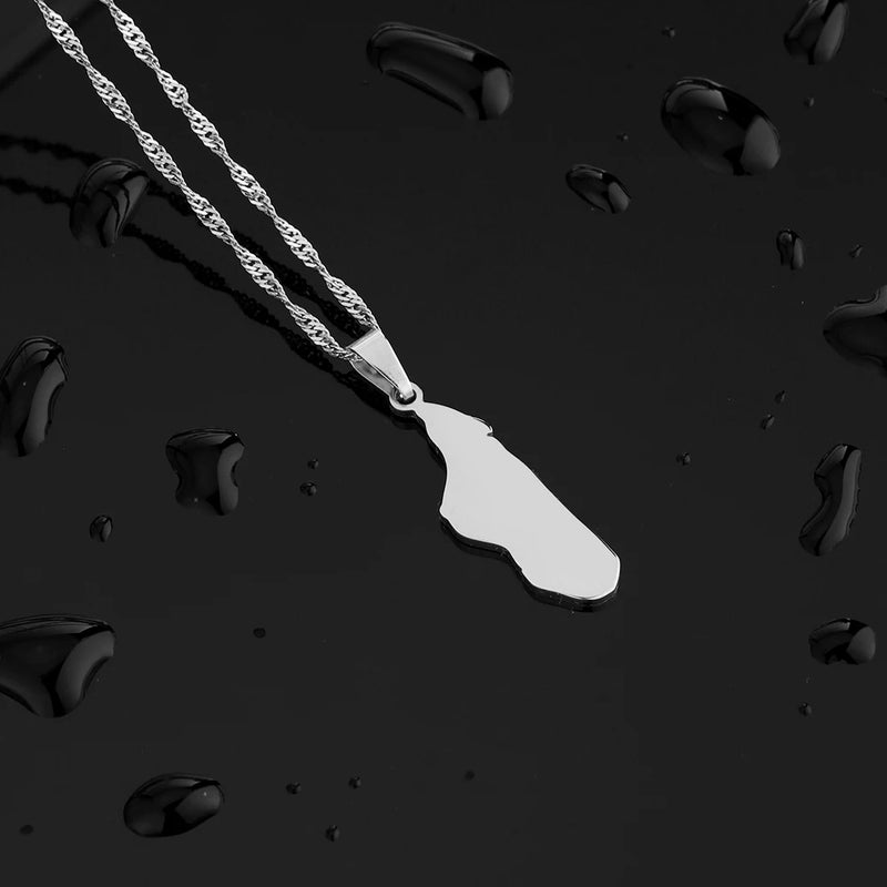 Fashion Madagascar Map City Pendant Necklace Stainless Steel African Men Women Ethnic Map Jewelry Gift