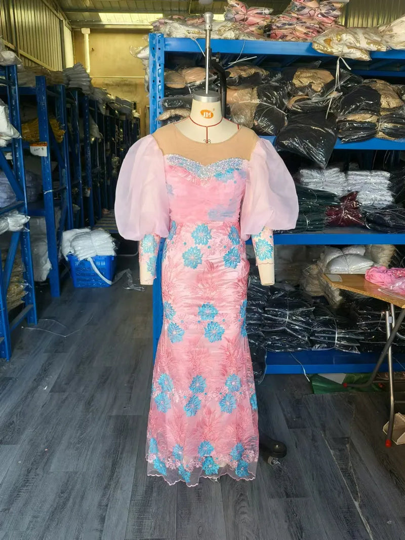 Vestido de noite feminino até o chão, mini vestido rosa, saia rabo de peixe, tamanho grande, quente, primavera e verão