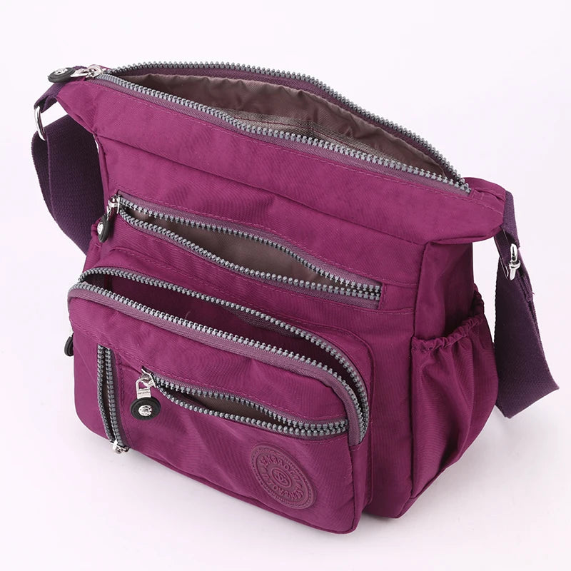 High Quality Nylon Women Shoulder Bag Fashion Multi-pockets Female Messenger Bag Casual Girls Shopping Bag Handbag