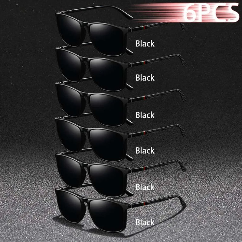 6 pçs moda quadrado uv400 óculos de sol das mulheres dos homens condução pesca caminhadas colorido na moda leve ao ar livre óculos