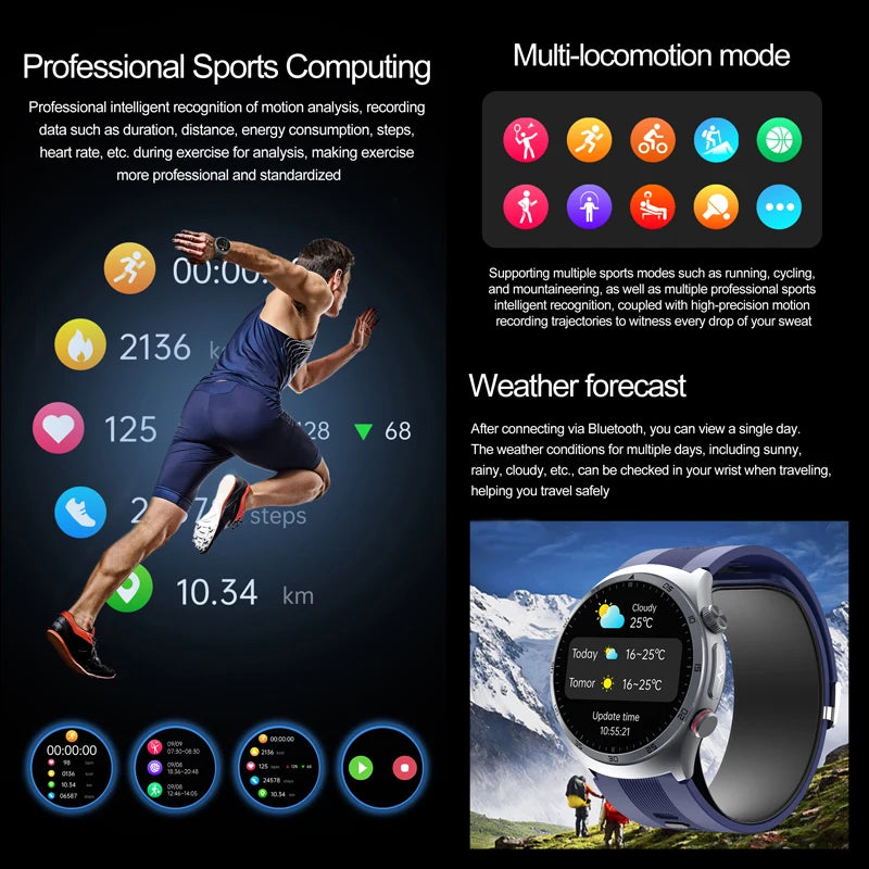 Non-invasive Health Monitor air pump+Airbag type true blood Smart Watch measurement Blood Fat Uric Acid ECG Smart watch 2025 NEW