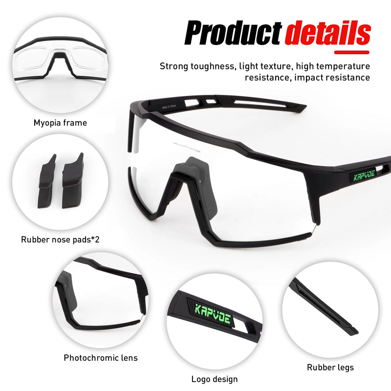 Kapvoe fotocromático condução bicicleta esportes ciclismo óculos de sol correndo ao ar livre das mulheres dos homens ciclismo mtb uv400 óculos
