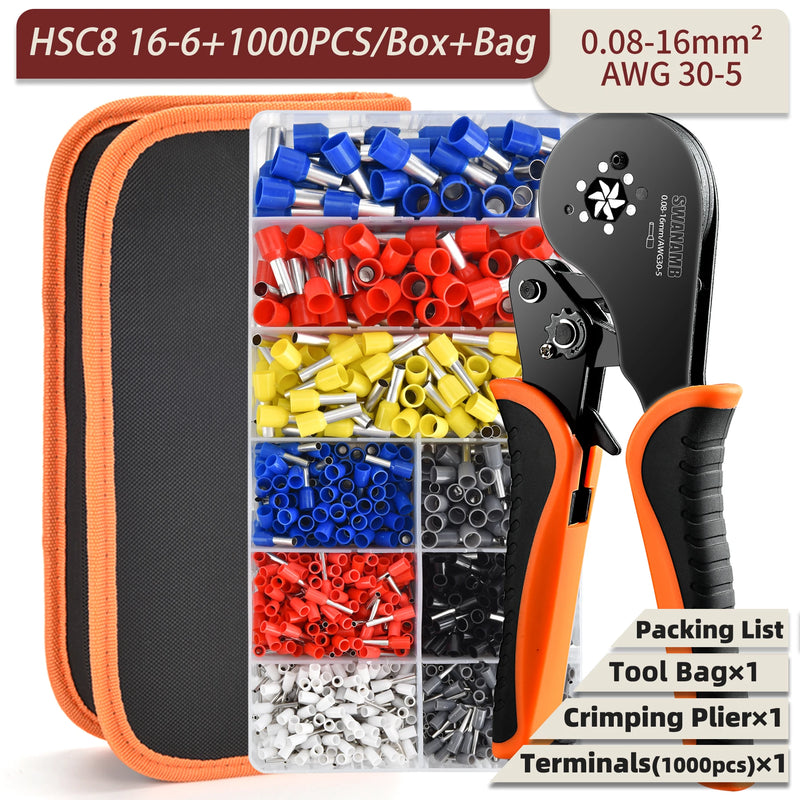 Alicate de friso terminal tubular hsc8 6-4a/16-6 (máx. 0.08-16mm2) fio crimper mini virola crimper ferramentas kit elétrico doméstico