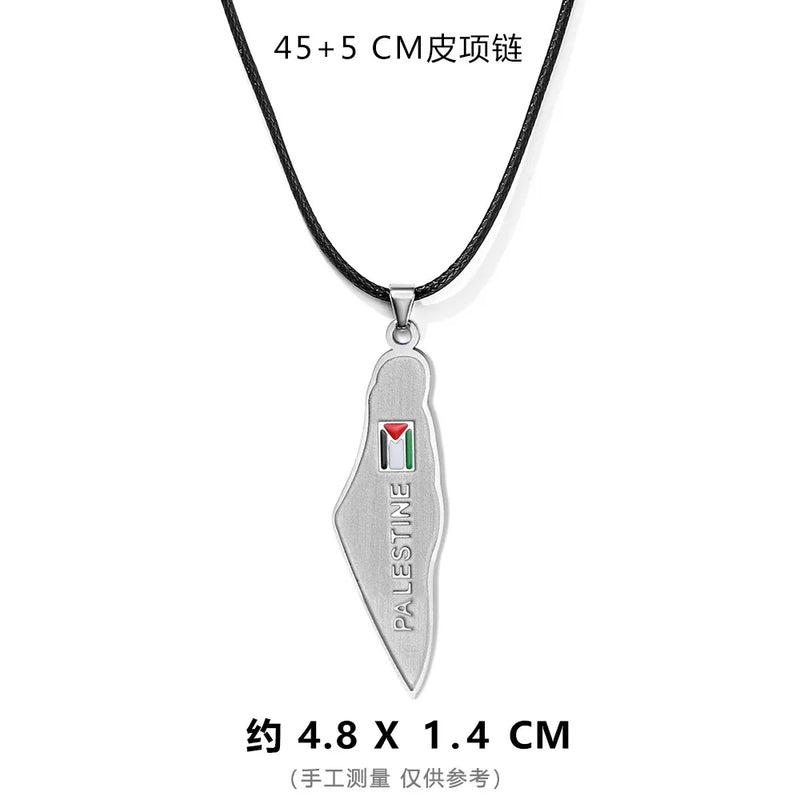 Meetvii Ethnic Free Arabic Fist Map Drop Glue Pendant Necklaces Personalized African Symbol Rope Chain Neck Jewelry Women Men