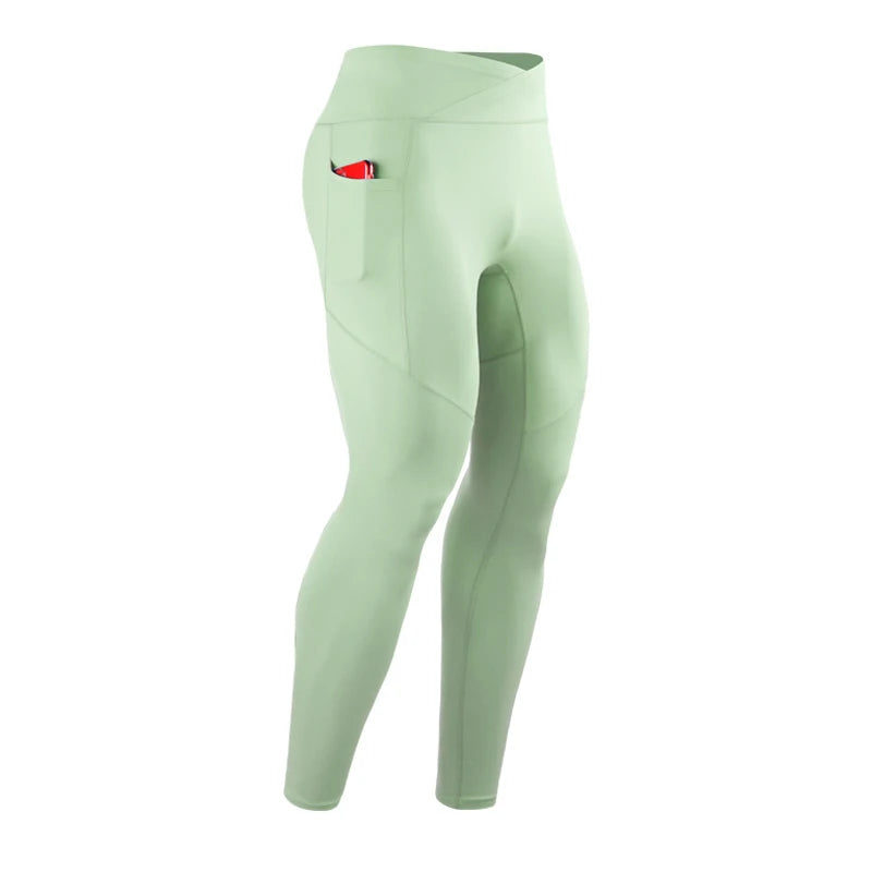 Summer Spring Autumn Men Running Tights GYM Pocket Pants Male Basketball Football Soccer Fitness Exercise Sport Long Leggings 24