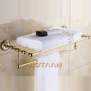 Conjunto de acessórios de banheiro de latão vendido, gancho de roupão, suporte de papel, barra de toalha, anel de toalha, conjuntos de banheiro, toalheiro dourado ht- 810900 -T