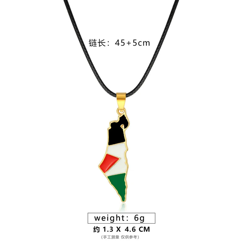 Meetvii Ethnic Free Arabic Fist Map Drop Glue Pendant Necklaces Personalized African Symbol Rope Chain Neck Jewelry Women Men