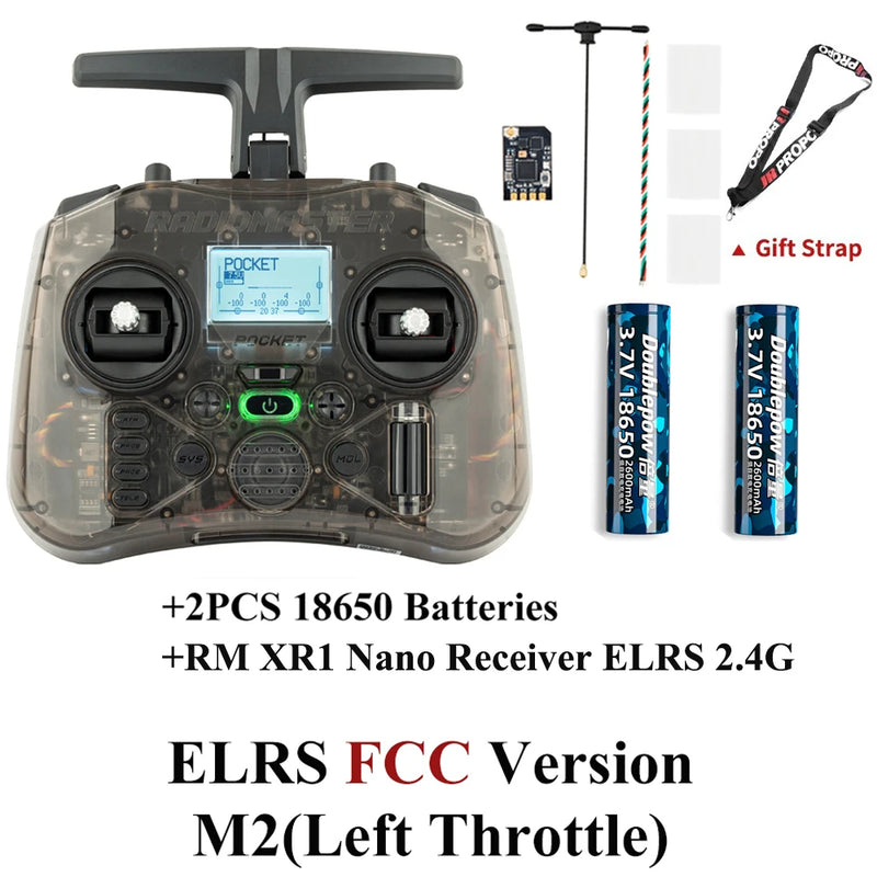 Radiomaster Pocket EdgeTX 2.4G Radio Controller FCC LBT (Mode2 Left-handed Throttle ) CC2500 / ELRS Hall Gimbal Transmitter