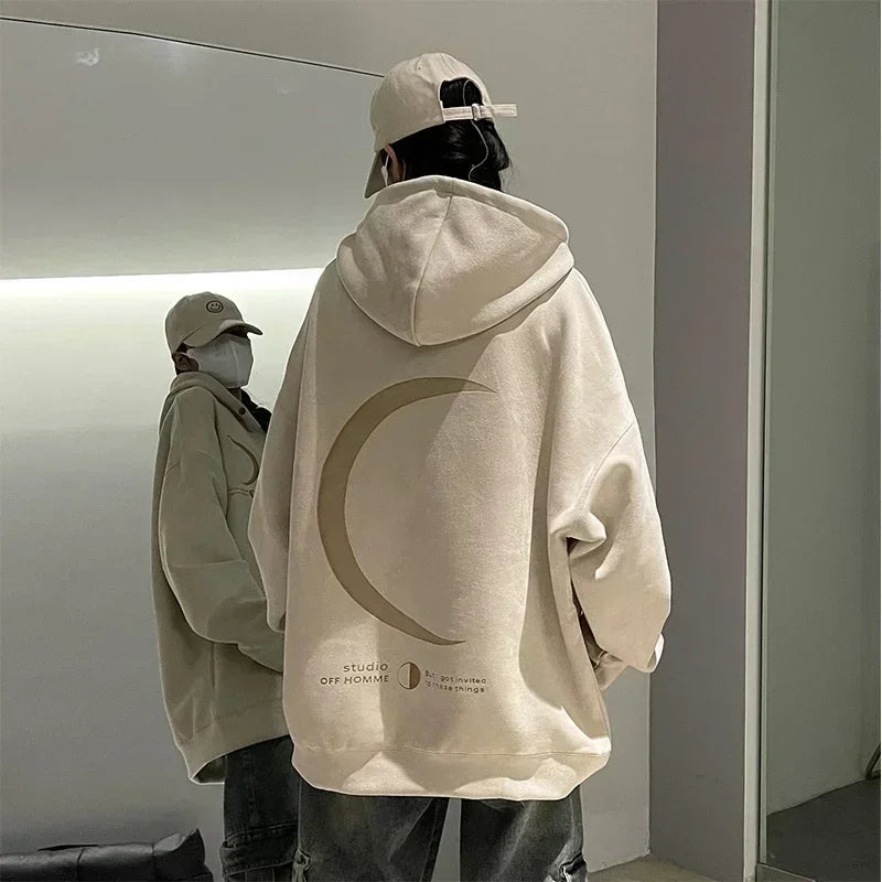 Spring Moon Graphic Y2K Hoodie Men's Harajuku Fashion Streetwear Pullover Hoodies Unisex Hip Hop Oversize Hooded Sweatshirts