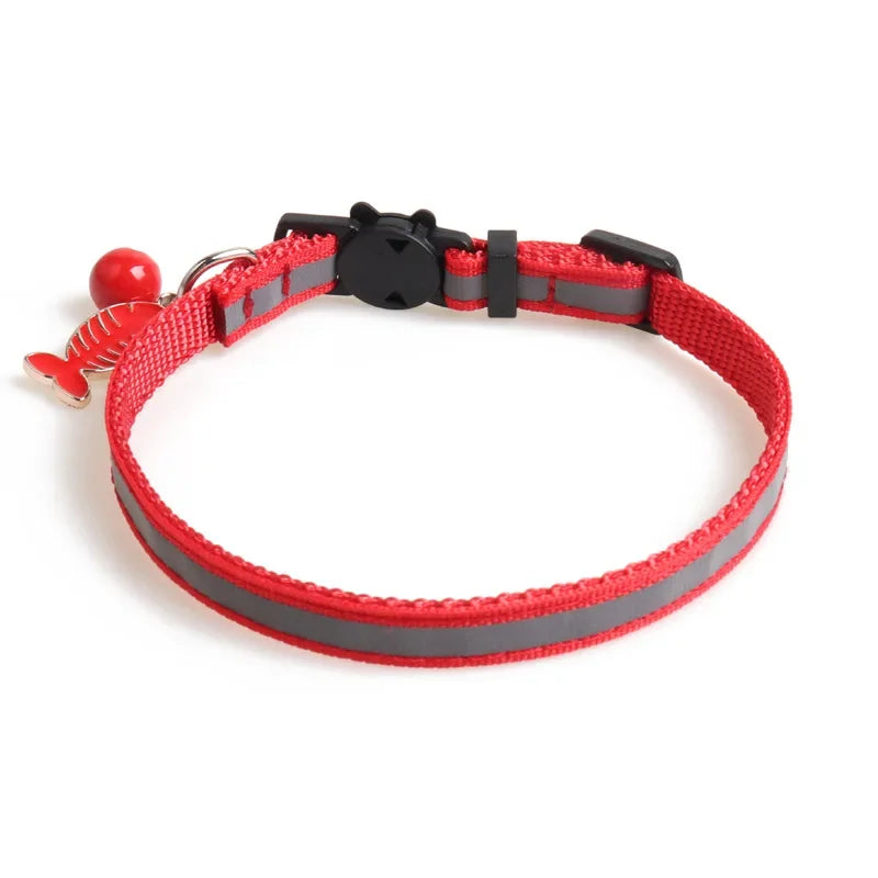 Pet Collar Colorful Reflective Cats Dog Collars with Bell Adjustable Pet Collar for Small Dogs Collars with Bells Pet Supplies