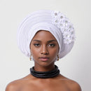Vermelho Multi-Layered chapéu de turbante, Africano Fan Shaped cabeça Wraps, Headwear plissado com Cristal, Nigéria Headtie, Auto Gele, Casamento