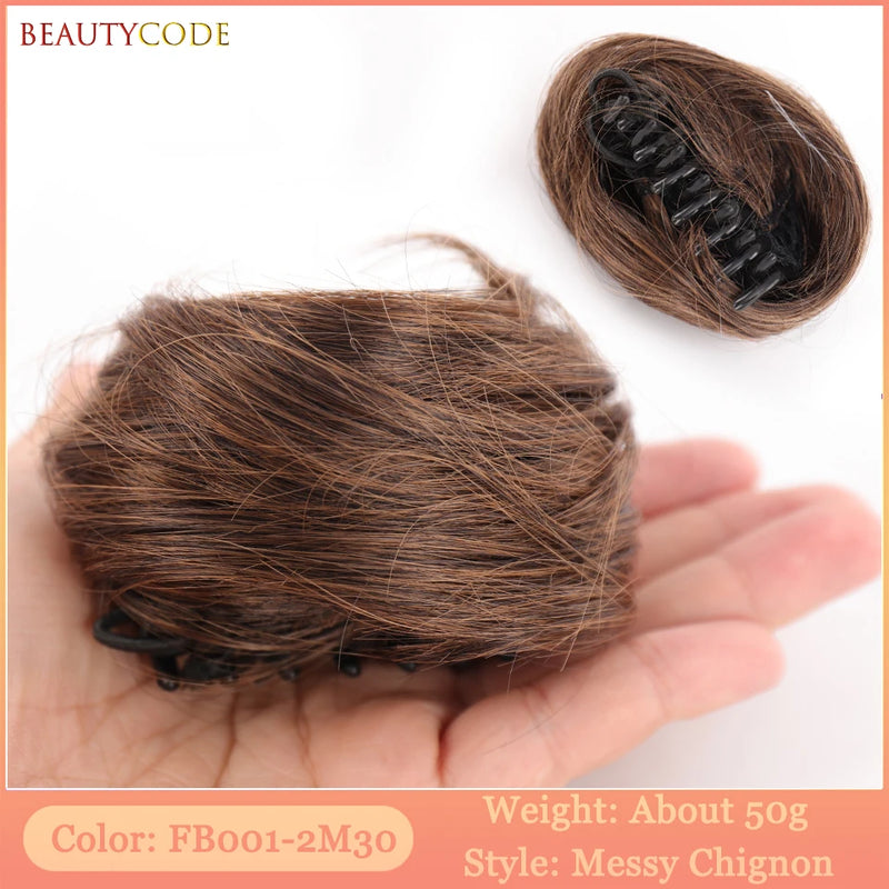 BEAUTYCODE Synthetic Clip-on Hair Bun Elastic Band Hair Messy Chignon Extension Scrunchie Hairpiece For Women and Kids