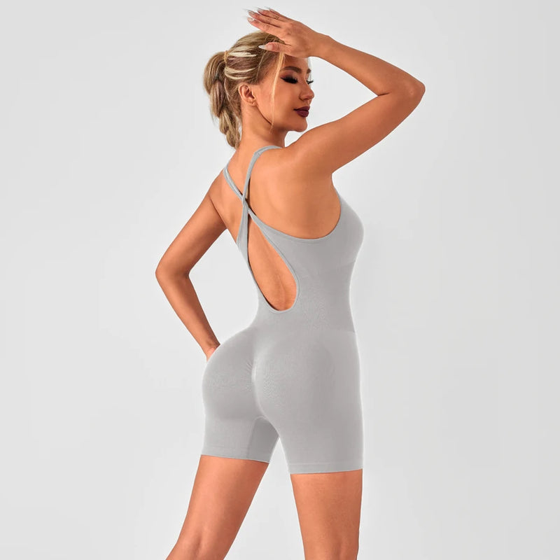 Bodysuit de verão roupas esportivas mulher ginásio sexy bodysuit para festa de fitness shorts macacões feminino yoga combi-calças macacão