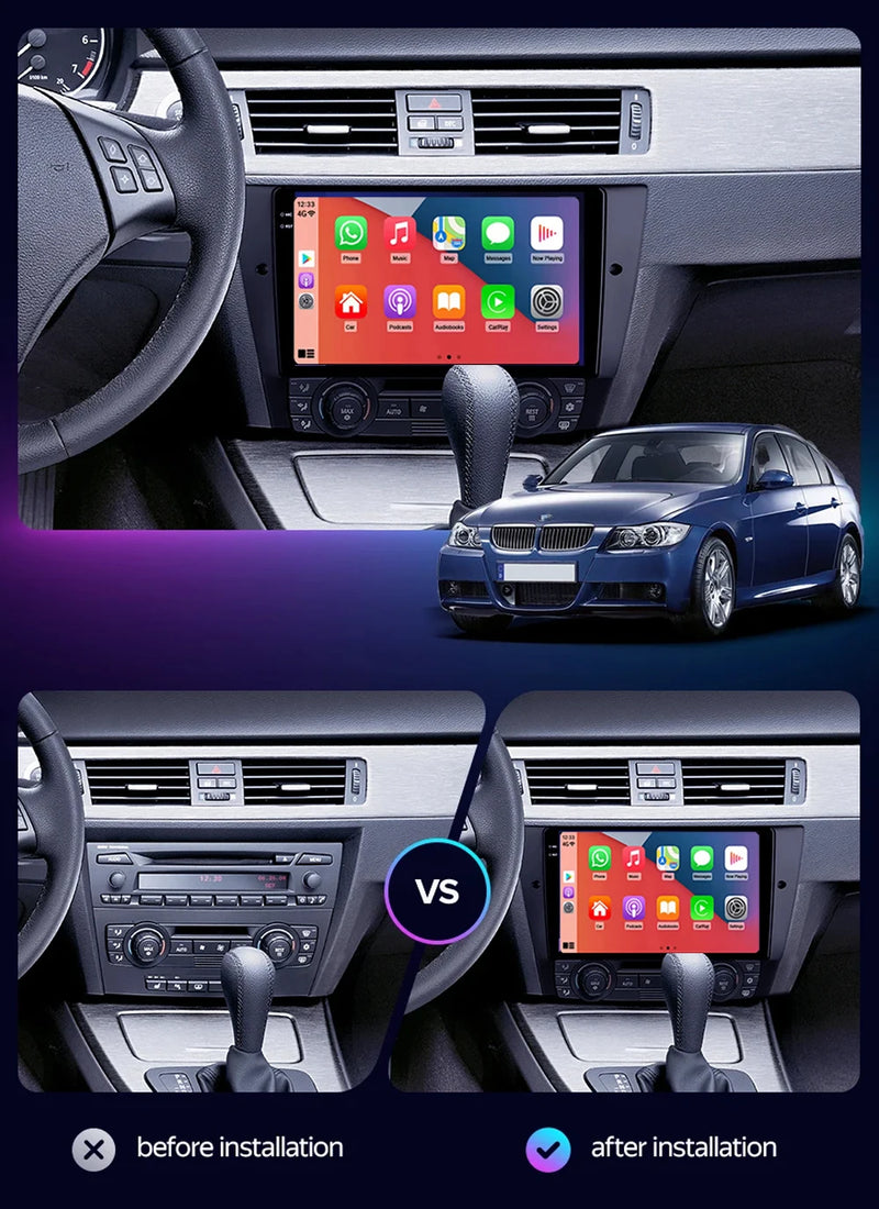 9" Car Radio Wireless CarPlay Android 15 For BMW 3-Series E90 E91 E92 E93 2005 - 2013 Auto Car Intelligent Systems AutoRadio