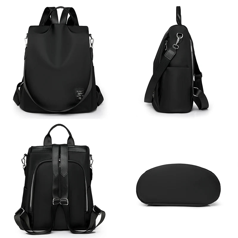 New Multi Functional Womens Backpack Large Capacity Nylon Material Women Anti Theft Bookbag Trendy Retro Female Shoulder Bag Sac