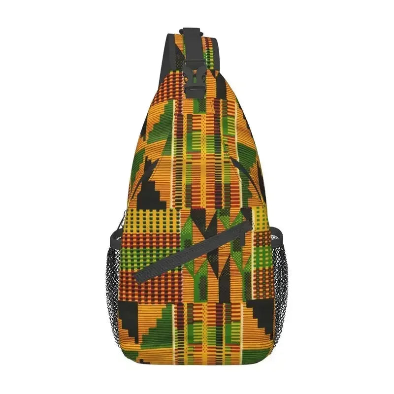 Maroon African Ankara Crossbody Sling Backpack Africa Civilization Styles Shoulder Chest Bag for Travel Hiking Daypack