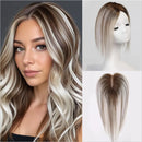 Toppers de cabelo humano 100% real para mulheres ombre marrom loiro topper de cabelo 3.5*4 polegadas base de renda clipe em extensões de cabelo para perda de cabelo