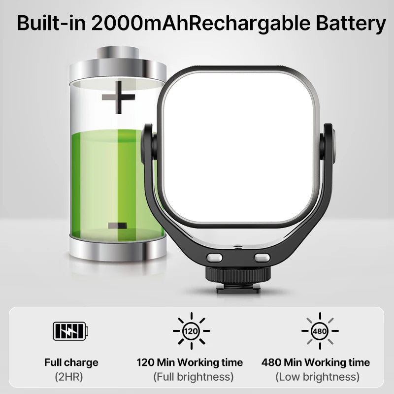 Ulanzi VL66 dimmable LED light with 360 ° rotating bracket, rechargeable, suitable for SLR/mobile phone