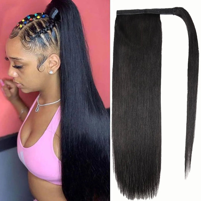 Onda de água extensões de cabelo humano desenhar corda rabos de cavalo kinky encaracolado virgem grampo de cabelo humano na extensão de rabo de cavalo para preto