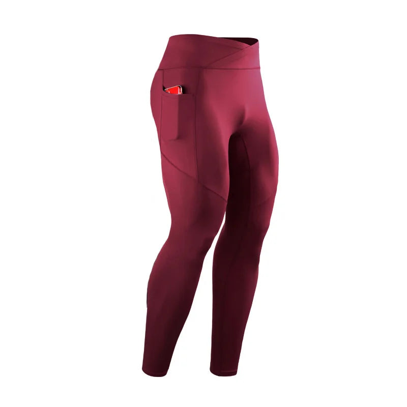 Summer Spring Autumn Men Running Tights GYM Pocket Pants Male Basketball Football Soccer Fitness Exercise Sport Long Leggings 24