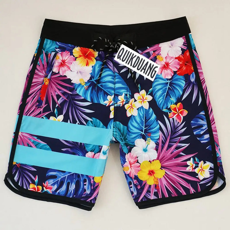 Quick-Dry Waterproof Beachshorts Men's Swimming Trunks Casual Bermuda Spandex Surf Pants Physique Competition Board Shorts L01