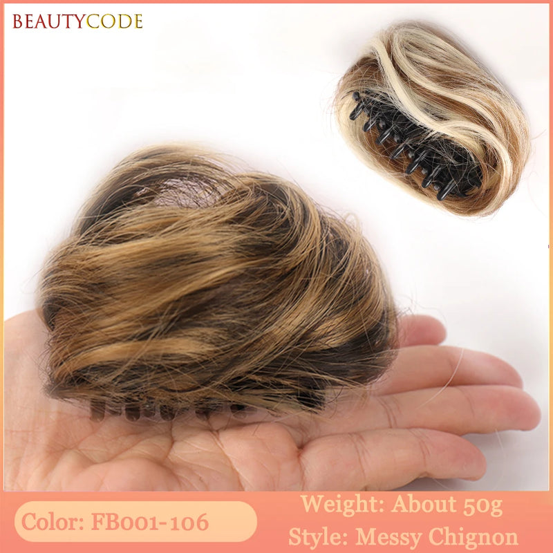 BEAUTYCODE Synthetic Clip-on Hair Bun Elastic Band Hair Messy Chignon Extension Scrunchie Hairpiece For Women and Kids