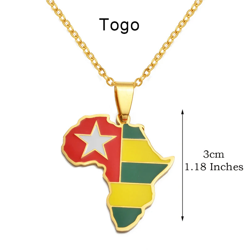Anniyo 3CM Hip-hop Africa Map Pendant Necklaces Stainless Steel Algeria Morocco Egypt Tunisia Libay Jewelry