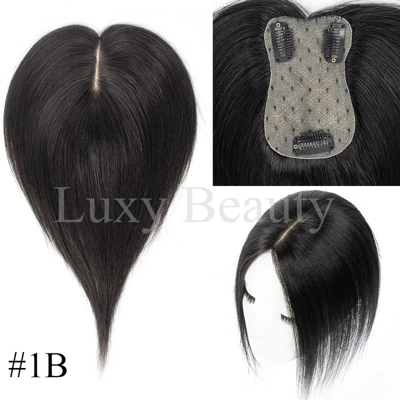 Topper de cabelo humano cinza para mulheres 100% grampo de cabelo humano em postiços natural preto loiro marrom grampo de cabelo em topper cabelo