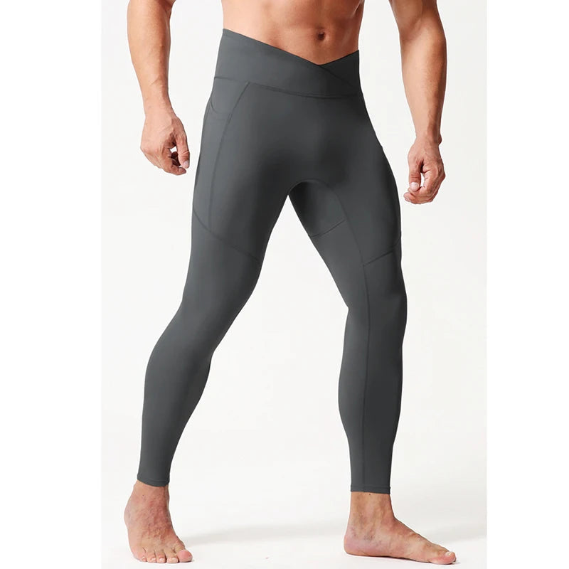 Summer Spring Autumn Men Running Tights GYM Pocket Pants Male Basketball Football Soccer Fitness Exercise Sport Long Leggings 24
