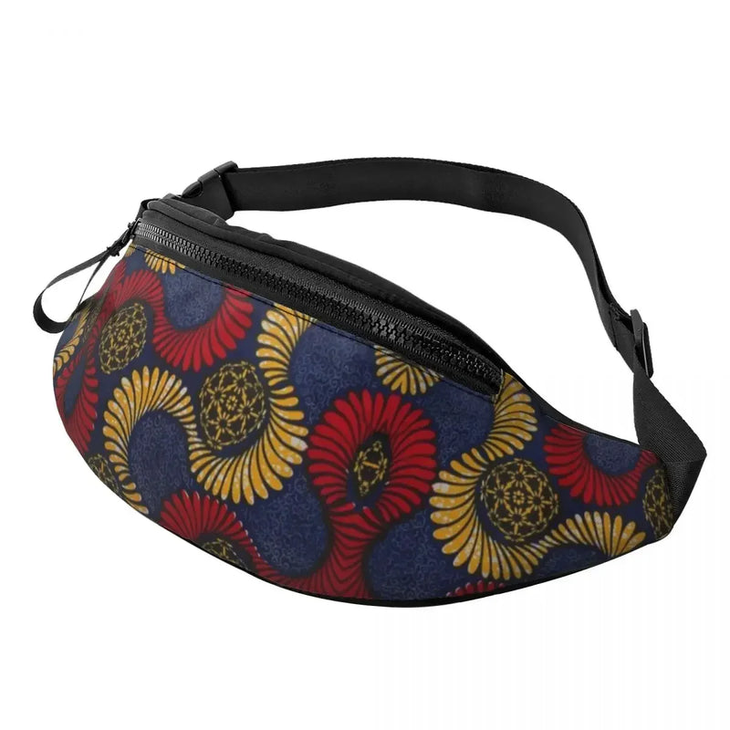 African Kente Cloth Design Fanny Pack for Men Women Africa Ethnic Pattern Crossbody Waist Bag Cycling Camping Phone Money Pouch