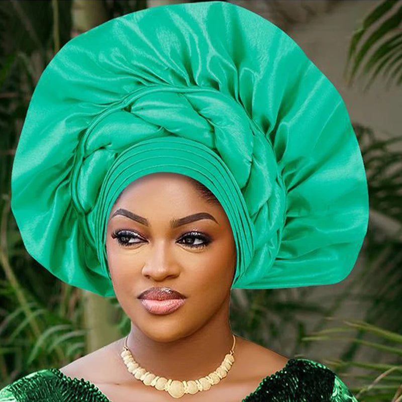 African Female Turban Cap Women Autogele Headtie Nigeria Fan Geles Wedding Party Head Wraps Headwear Bonnet Hijab Hat Headscarf
