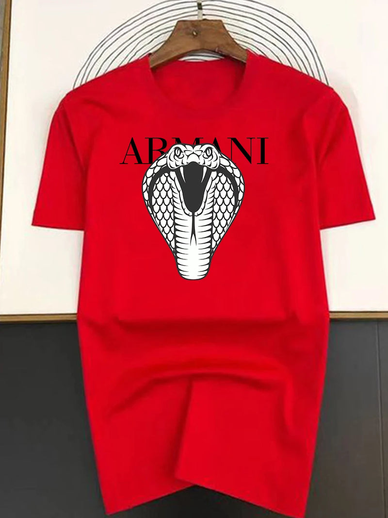 Spring and Summer Light Luxury Fashionable Loose Snake Men and Women Printed Short Sleeved Fashionable Casual Versatile T-shirt
