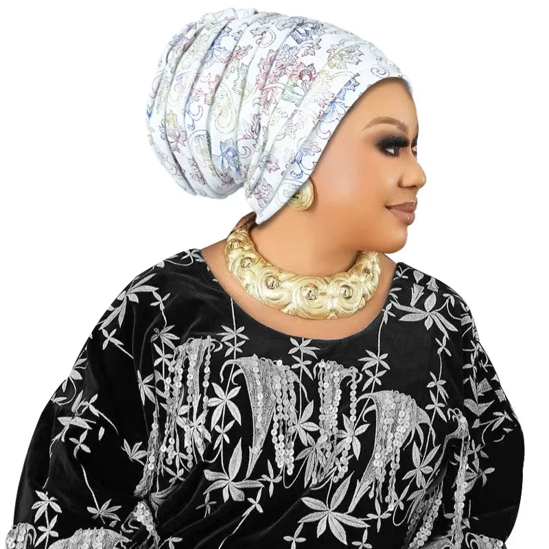 Fashion Wedding Geles African Headtie Auto Gele Turbans for Women Fabric Muslim Headwear Headpiece Female Head Wraps