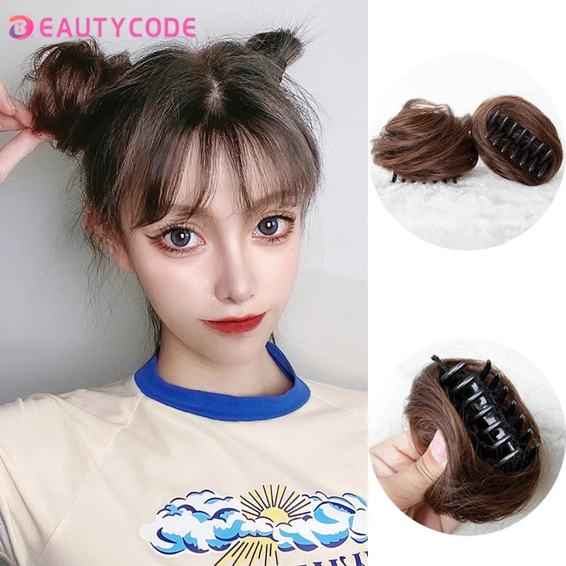 BEAUTYCODE Synthetic Clip-on Hair Bun Elastic Band Hair Messy Chignon Extension Scrunchie Hairpiece For Women and Kids