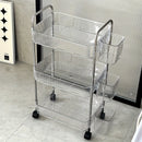 3Tier Clear Storage Cart with Wheels: Multifunctional Rolling Organizer for Home and Office, Ideal for Bedroom, Living Room