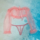 Sexy perspectiva azul malha roupa interior feminina fantasia exótica sexy vestuário aberto g-string calças sexy lingerie transparente pijamas