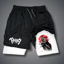 2025 calças de praia de verão masculinas tendência esportes anime impresso casual shorts duplos