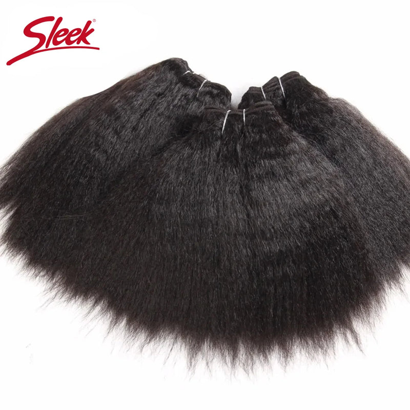 Sleek 3Pcs Brazilian Kinky Straight Weaving Bundles Nature Black And Brown 4