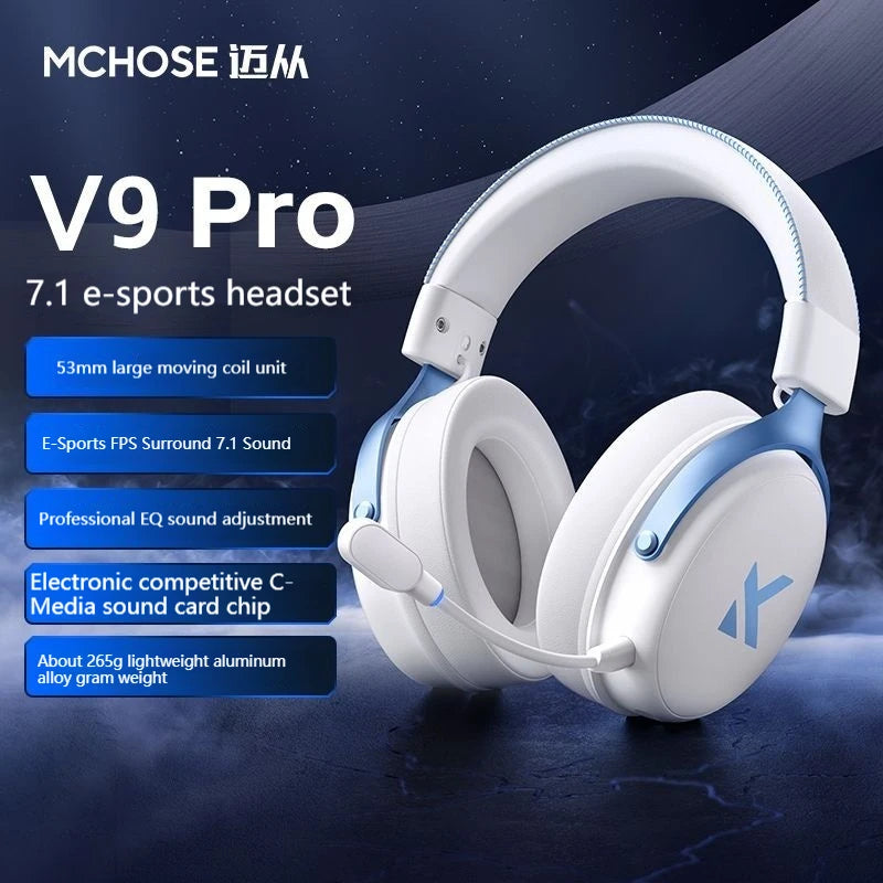 MCHOSE V9 pro E-Sports Headset com microfone Tri-Mode Gaming USB sem fio 7.1 canais Som surround Fones de ouvido de áudio portáteis