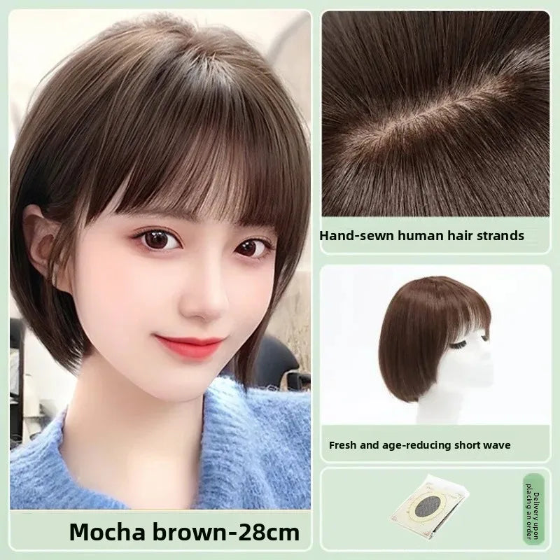 Short Hair Wig for Women Real Human Hair Ear Level Full Head Cover Style Bob Hair Extension Lace Frontal Hair Piece