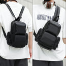 Mochila multifuncional e multi-bolso para homens, bolsa de peito leve, bolsa transversal diagonal, cor sólida